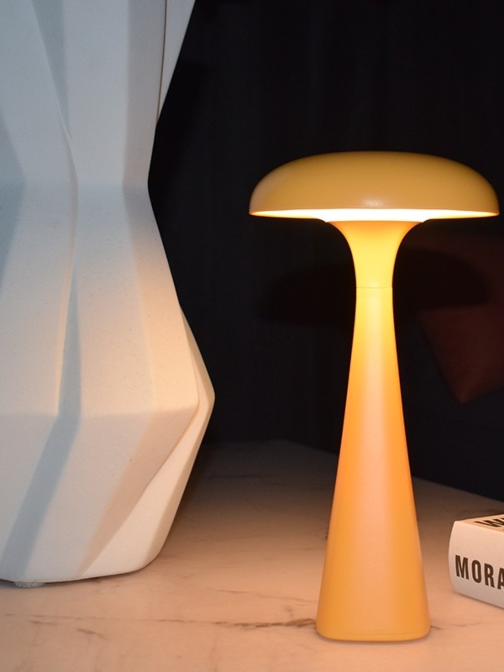 Modern Yellow Table Lamp - Sleek Mushroom Accent Light